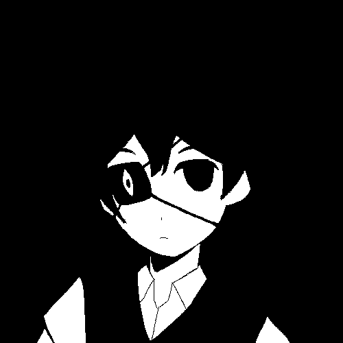 i played the game with the sad little boy. i drew him in negative space with an eyepatch